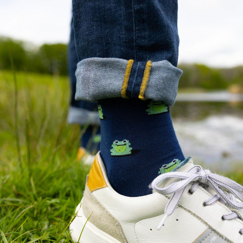 Swole Panda Frog Bamboo Socks – Sustainable Royal Blue Novelty Socks