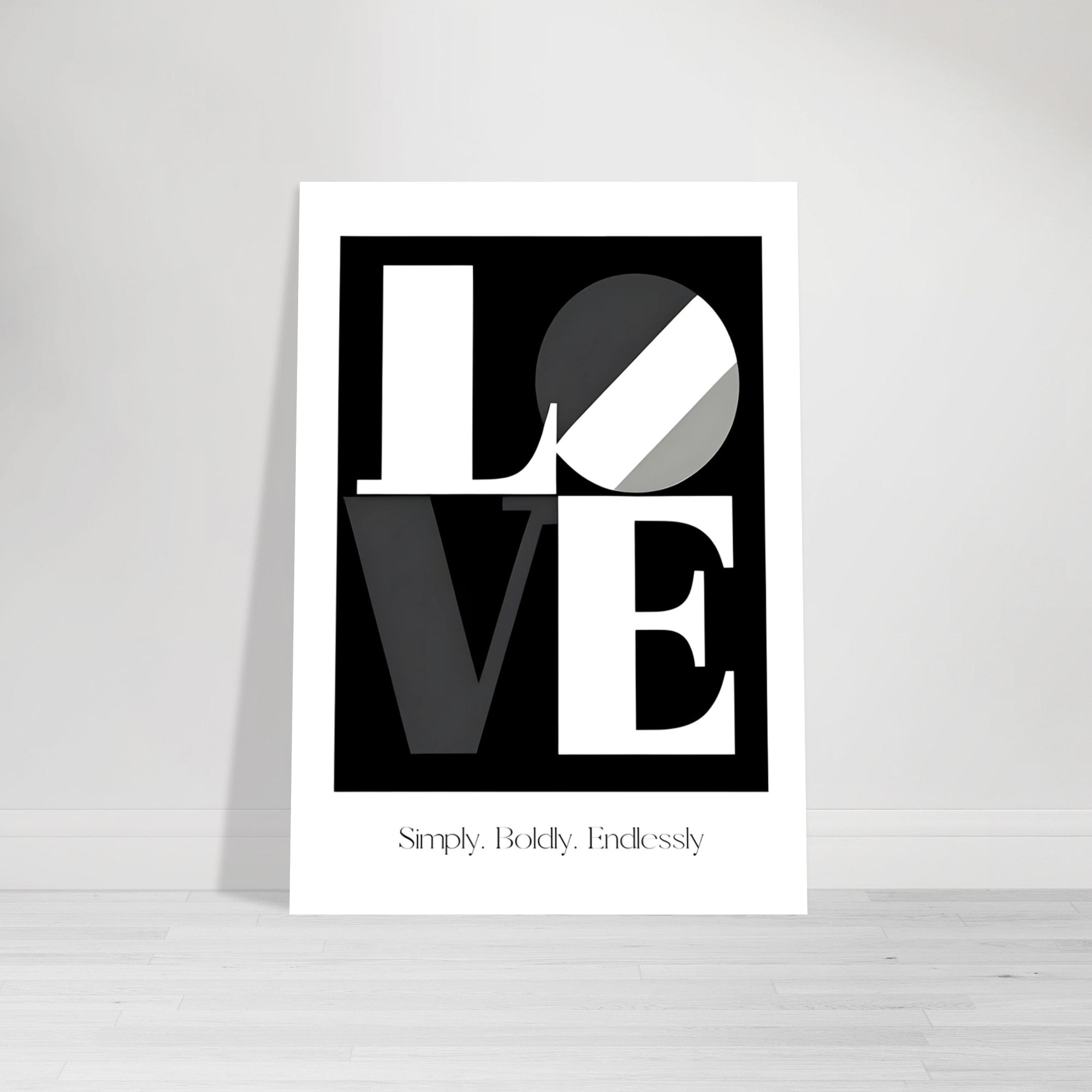Modern LOVE Typography Wall Art – Bold Black and White Poster, Minimalist Monochrome Print, Romantic Home Decor Gift