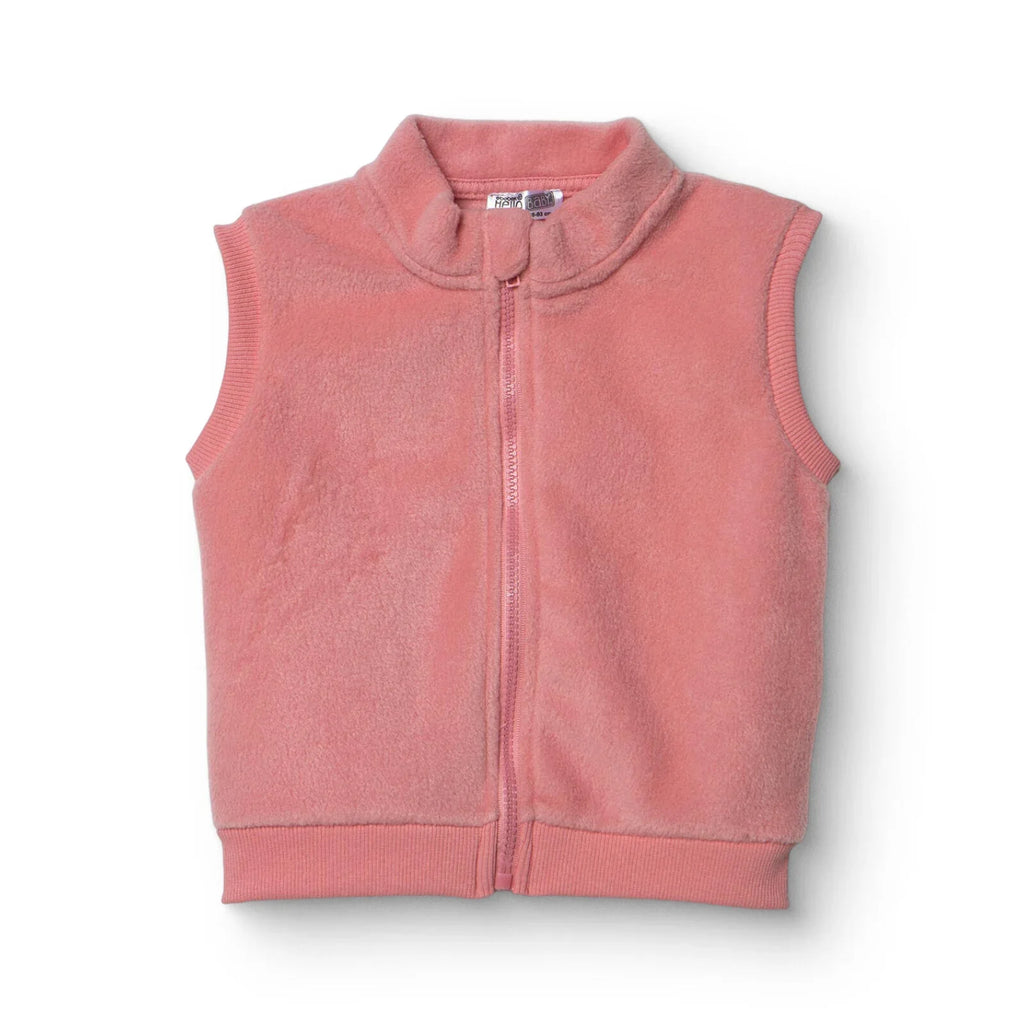 Baby Girl Fleece Waistcoat High Neck - Light Rose