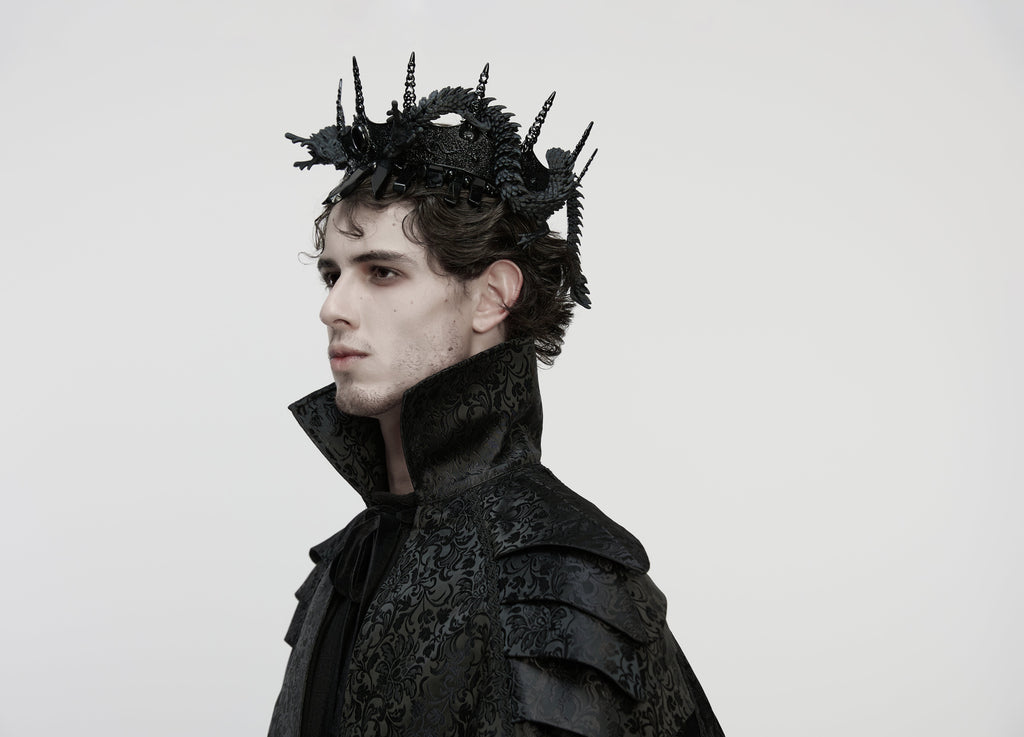 Punk Rave Goth Coiling Dragon Crown | 3D Printed Spiked Headpiece