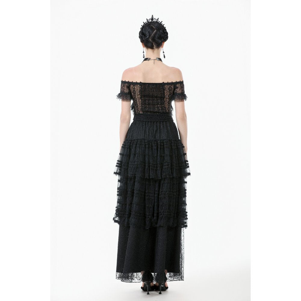 Dark in Love Ophelia Gothic Top – Black Lace Off-Shoulder Corset Style
