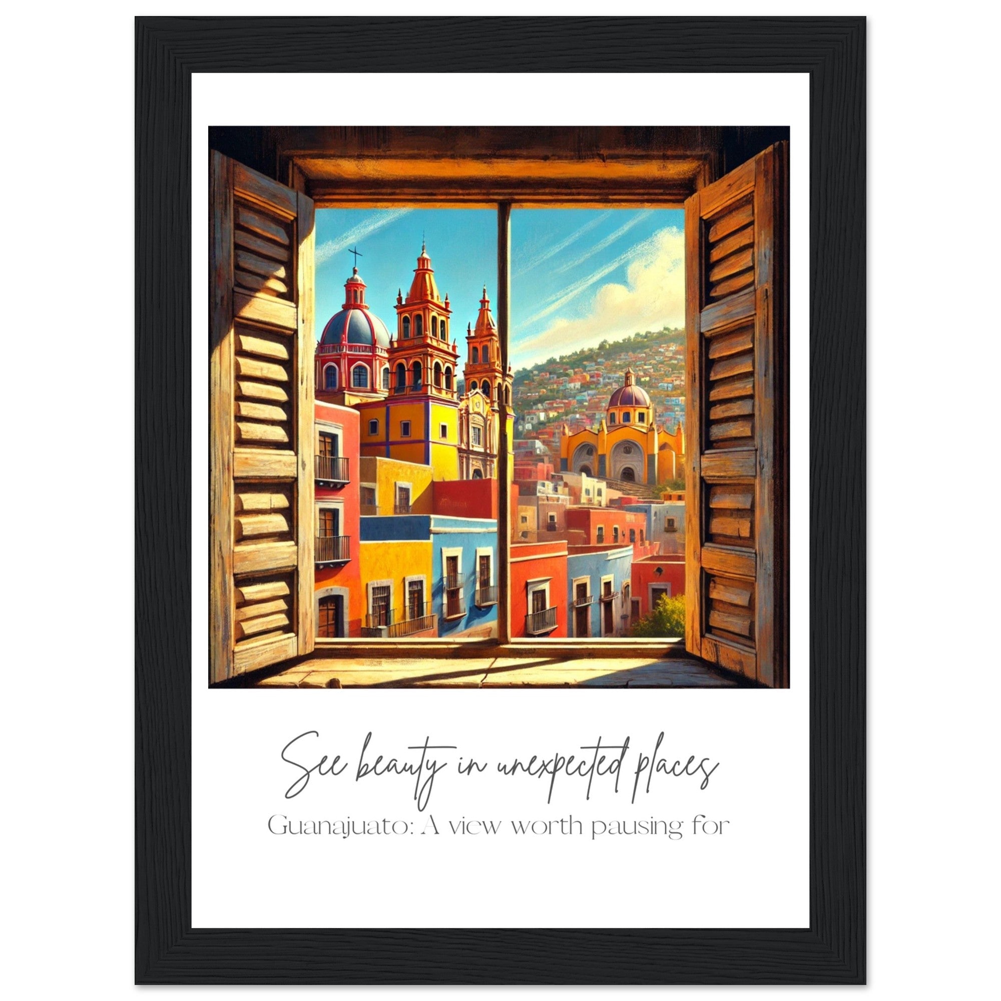 Guanajuato Mexico Framed Wall Art – Colourful Cityscape Travel Print, Spanish Architecture Decor, Vibrant Mexican Poster