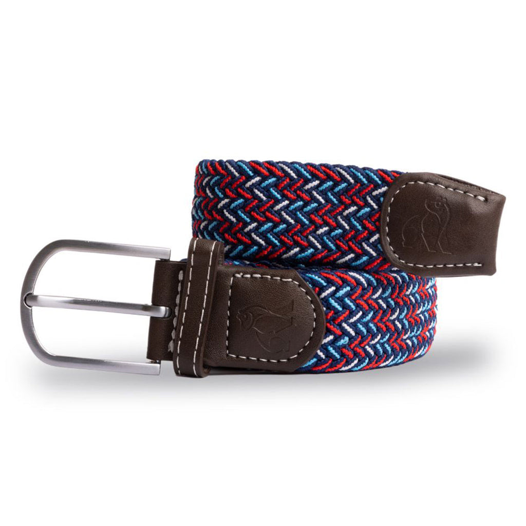 Swole Panda Recycled Woven Belt – Blue, Red & White Dot Elasticated