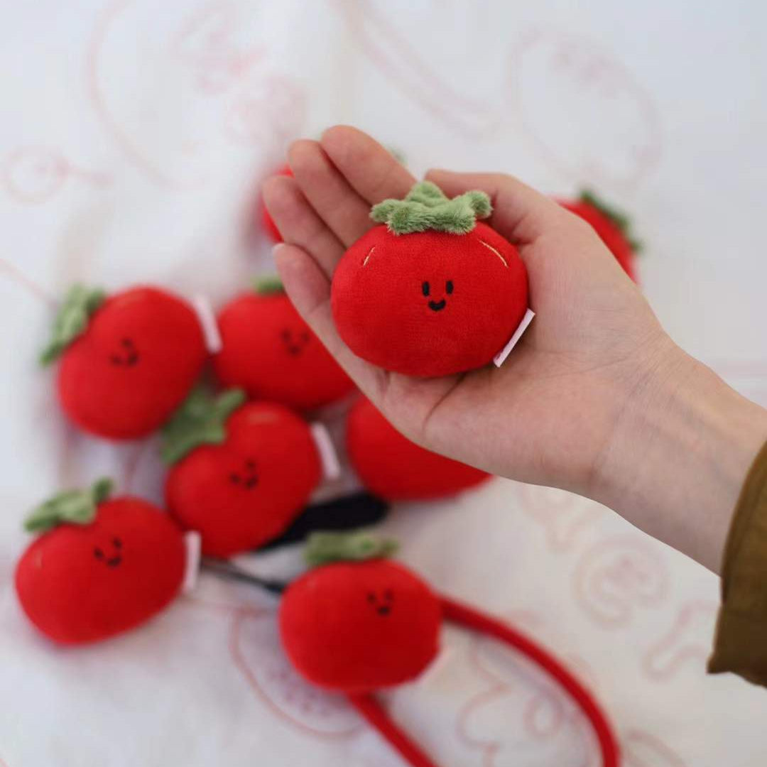 LuLuFun Studio Mini Tomato Plush Bag Charm | Kawaii Food Keychain