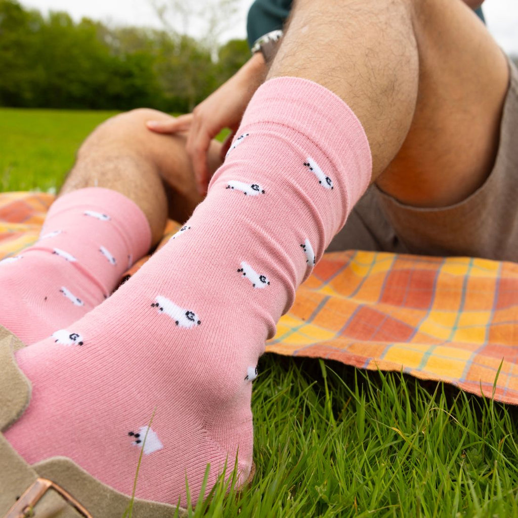 Swole Panda Sheep Bamboo Socks – Soft Pink Sustainable Novelty Socks