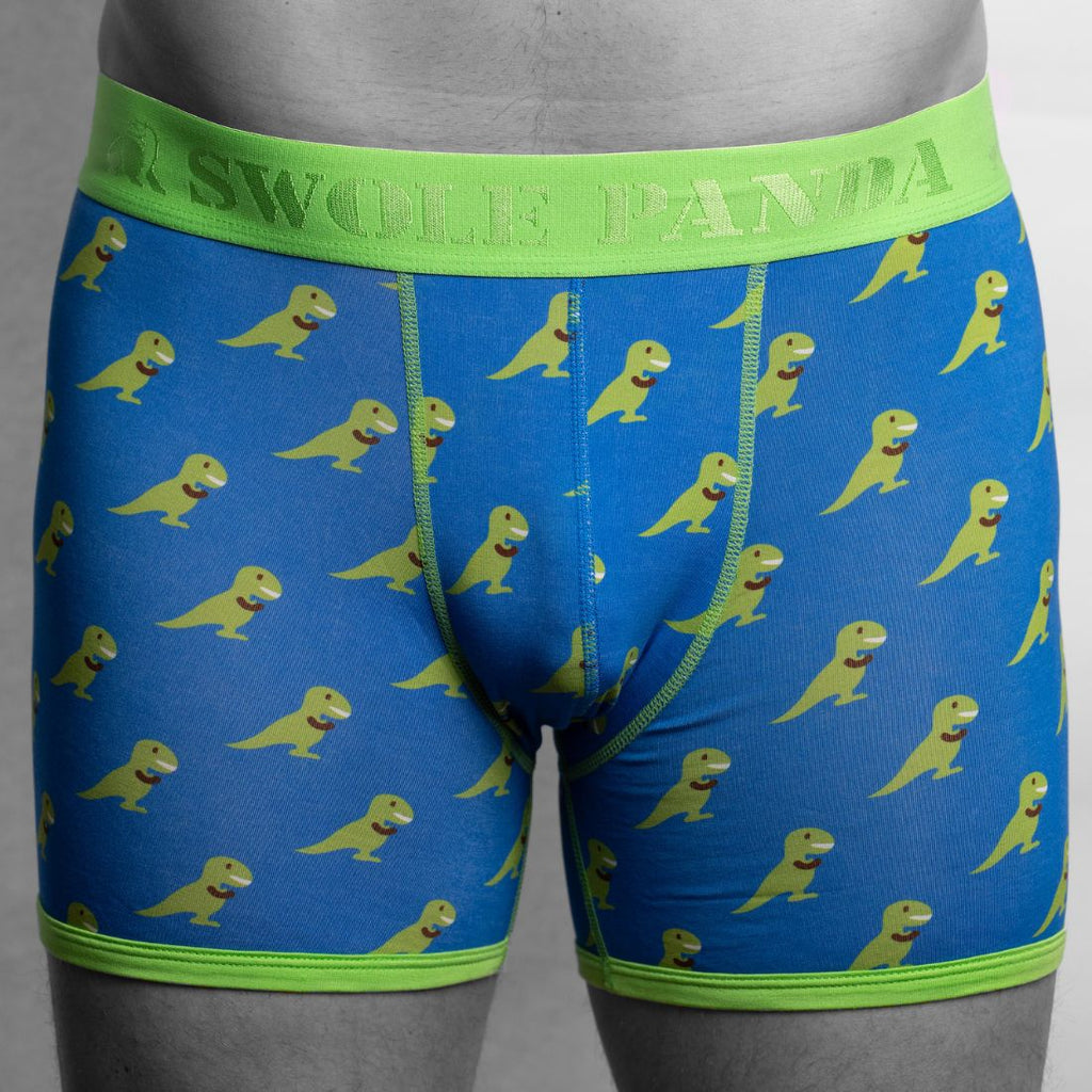 Swole Panda Bamboo Boxers – T-Rex Print Breathable Men's Underwear
