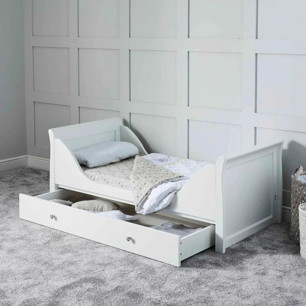 Ickle Bubba Snowdon Classic Cot Bed White - Fibre Mattress