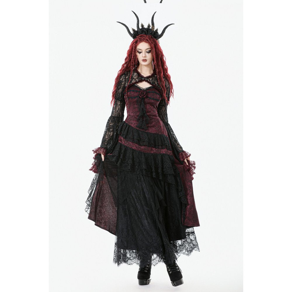 Dark in Love Belladonna Velvet Lace Dress – Gothic Wine Red Velveteen