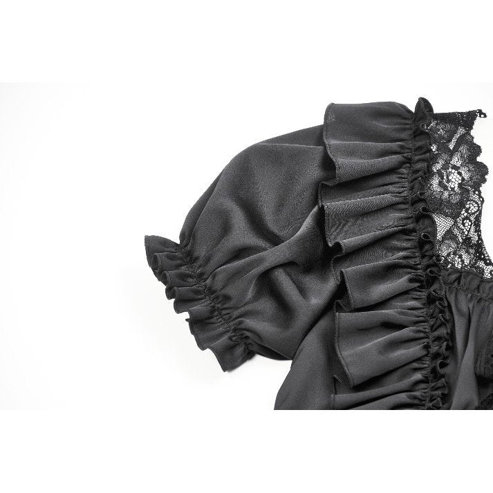 Dark in Love Seraphina Black Ruched Puff Sleeve Corset Top