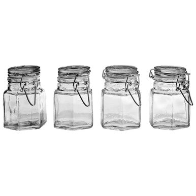 Orsina Grocer Glass Spice Jars with Airtight Clip Top Lids – Set of 4