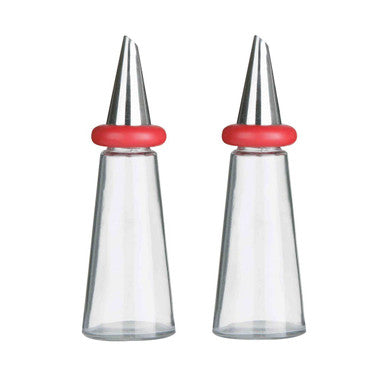 Orsina Red Oil and Vinegar Set – Glass Condiment Bottles with Pourers