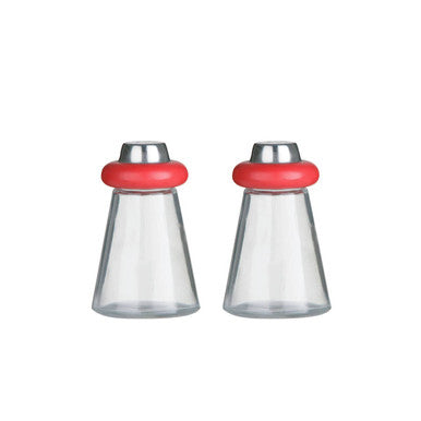 Orsina Red Salt and Pepper Shakers – Glass and Stainless Steel Set