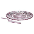 Orsina Molly Pink Glass Cake Plate and Slice Set – Dessert Server