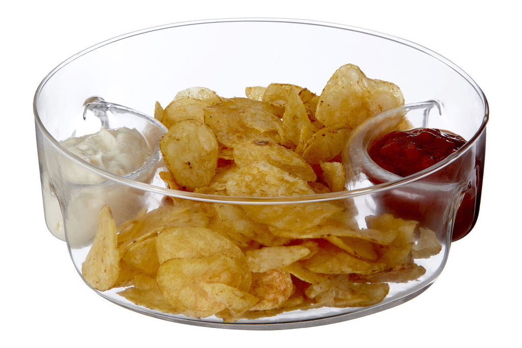 Orsina 3-Section Curved Glass Serving Dish | Divided Snack Platter