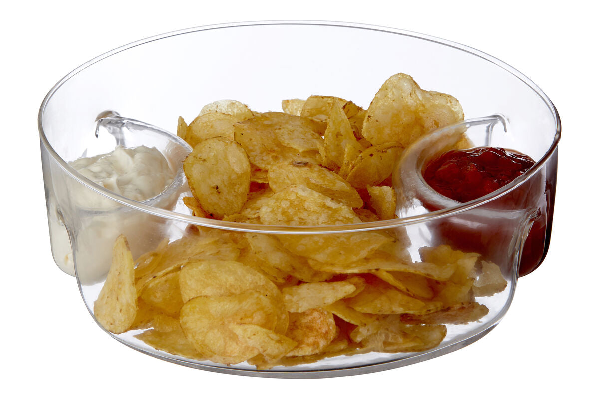 Orsina 3-Section Curved Glass Serving Dish | Divided Snack Platter
