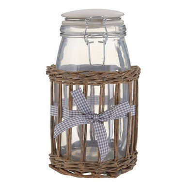 Orsina Country Cottage Glass Storage Jar with Willow Basket – 1500ml