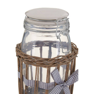 Orsina Country Cottage Glass Storage Jar with Willow Basket – 1500ml