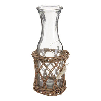 Orsina Country Cottage Glass Carafe with Rustic Willow Basket