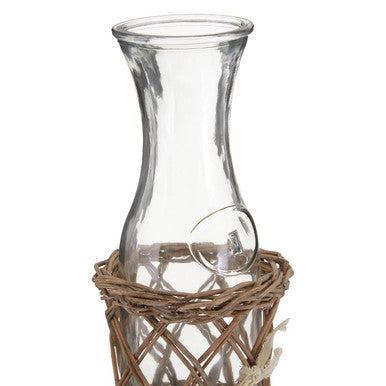 Orsina Country Cottage Glass Carafe with Rustic Willow Basket