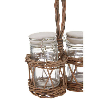 Orsina Country Cottage Salt and Pepper Set with Woven Willow Basket
