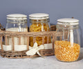 Orsina Country Cottage Glass Jars with Willow Basket - Set of 3