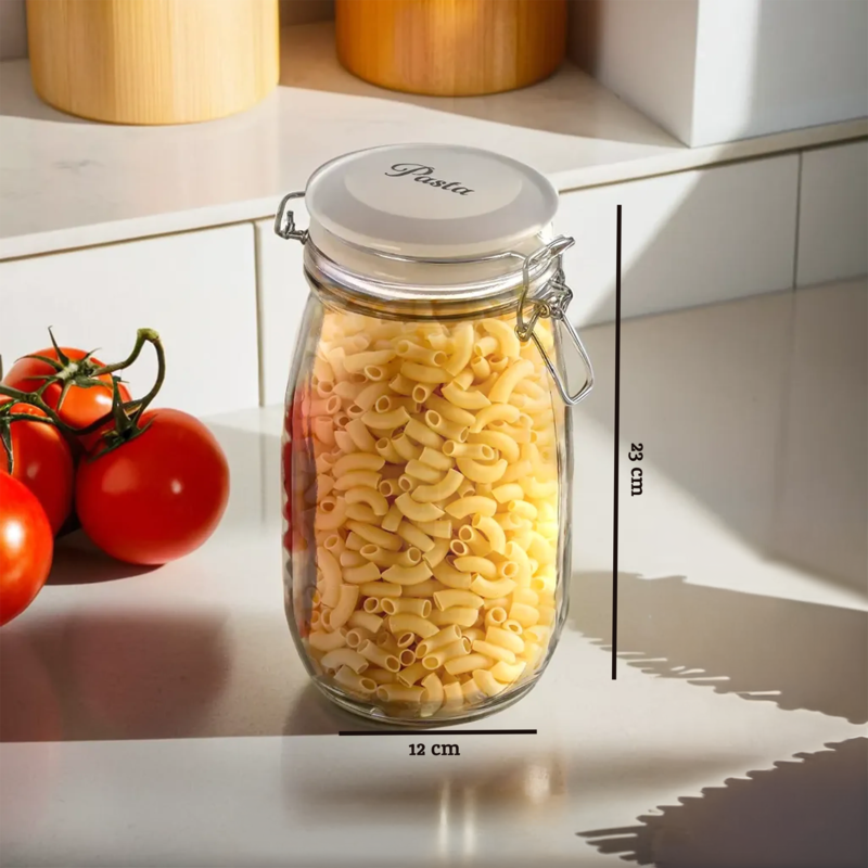 Orsina Diego Pasta Glass Storage Jar 1500ml | Airtight Ceramic Lid