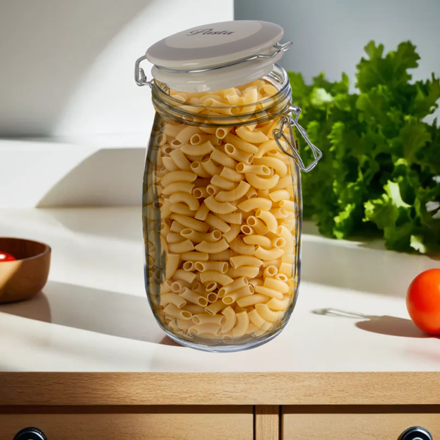 Orsina Diego Pasta Glass Storage Jar 1500ml | Airtight Ceramic Lid