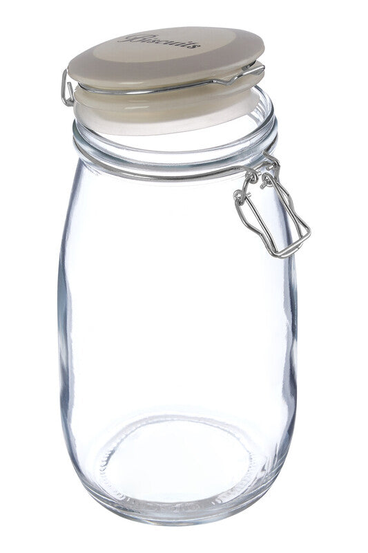 Orsina Diego Glass Biscuit Jar 1500ml – Airtight Storage with Ceramic Lid
