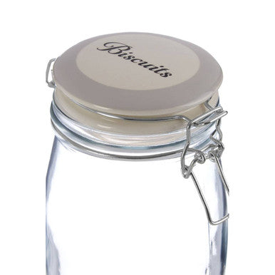 Orsina Diego Glass Biscuit Jar 1500ml – Airtight Storage with Ceramic Lid
