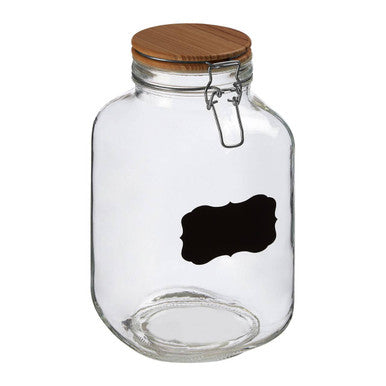 Orsina Glass Storage Jar with Wooden Lid & Chalkboard Label – 3000ml
