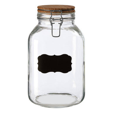 Orsina Glass Storage Jar with Wooden Lid & Chalkboard Label – 3000ml