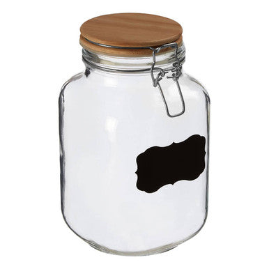 Orsina Glass Storage Jar with Wooden Lid and Chalkboard Label – 2000ml