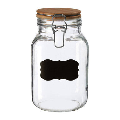 Orsina Glass Storage Jar with Wooden Lid and Chalkboard Label – 2000ml