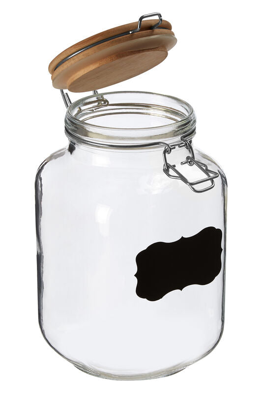 Orsina Glass Storage Jar with Wooden Lid and Chalkboard Label – 2000ml