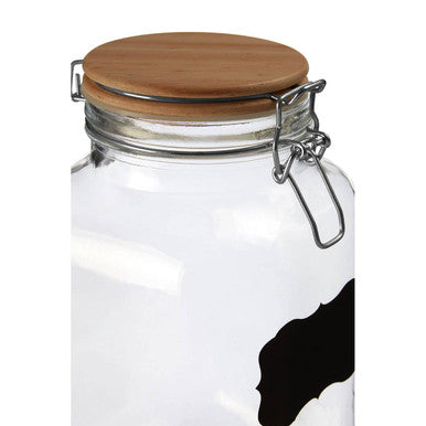 Orsina Glass Storage Jar with Wooden Lid and Chalkboard Label – 2000ml