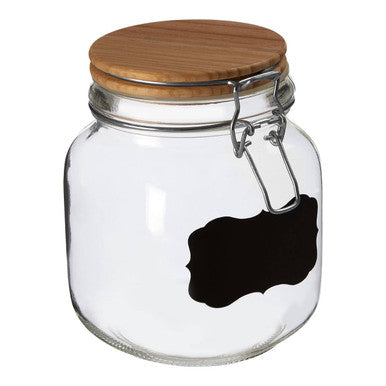 Orsina Grocer 1000ml Glass Storage Jar with Pine Wood Lid & Label