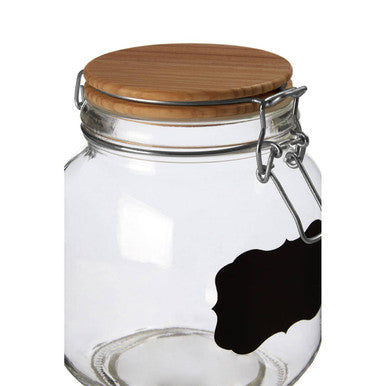 Orsina Grocer 1000ml Glass Storage Jar with Pine Wood Lid & Label