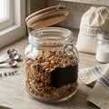 Orsina Grocer 1000ml Glass Storage Jar with Pine Wood Lid & Label