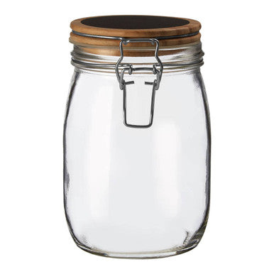Orsina Appert Medium Glass Storage Jar with Airtight Pine Wood Lid