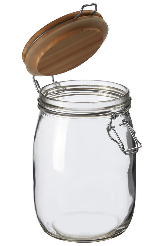 Orsina Appert Medium Glass Storage Jar with Airtight Pine Wood Lid