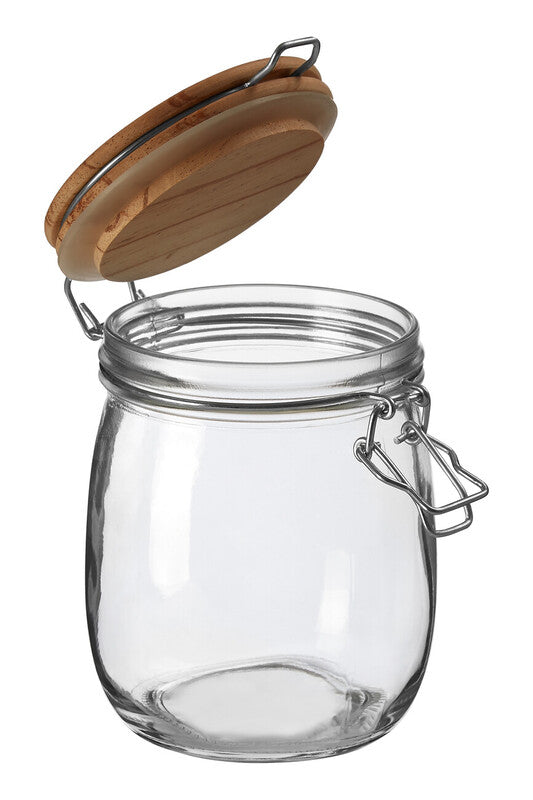 Orsina Appert Glass Storage Jar with Airtight Wooden Lid - 750ml