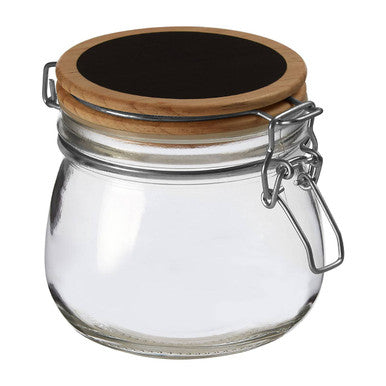 Orsina Appert Glass Storage Jar with Airtight Pine Wood Lid - 500ml
