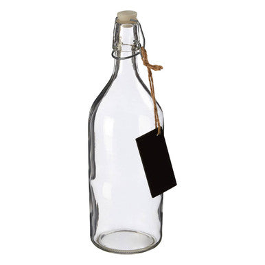 Orsina Glass Bottle with Chalkboard Tag & Pine Lid - 1000ml Carafe