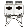 Orsina Grocer Glass Drink Dispensers with Stand - Set of 2 | 3.9L