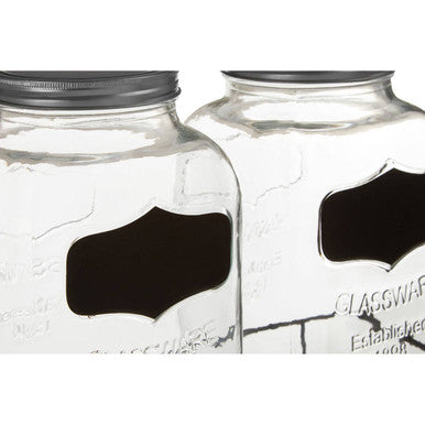 Orsina Grocer Glass Drink Dispensers with Stand - Set of 2 | 3.9L