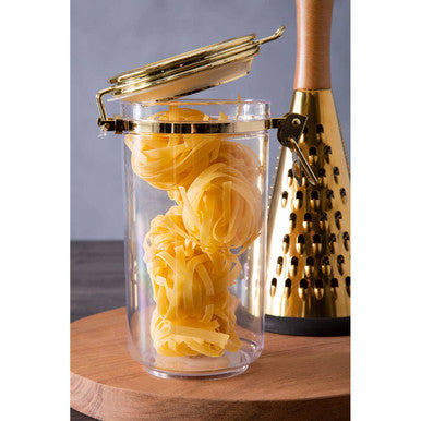 Orsina Gozo Glass Storage Jar with Gold Lid - Airtight Canister 1100ml