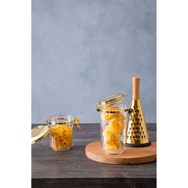 Orsina Gozo Glass Storage Jar with Gold Lid - Airtight Canister 1100ml