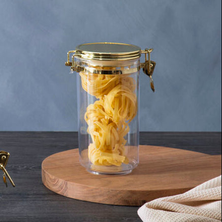 Orsina Gozo Glass Storage Jar with Gold Lid - Airtight Canister 1100ml