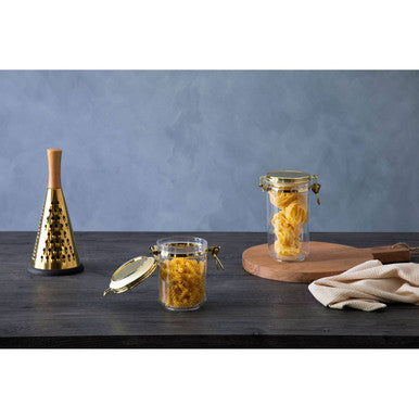 Orsina Gozo Glass Storage Jar with Gold Lid - Airtight Canister 1100ml