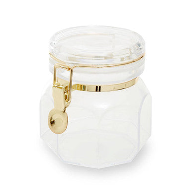 Orsina Gozo Hexagon Glass Storage Jar with Airtight Gold Clip - 750ml